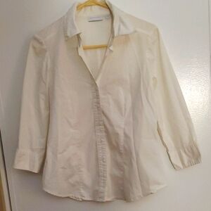 New York & Company White Butto  Down Blouse